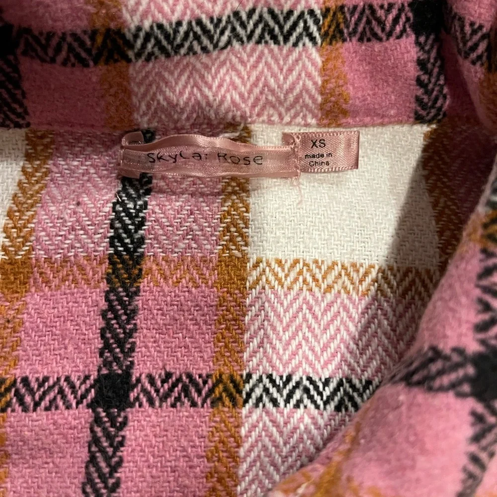 Skylar Rose Pink Plaid Shirt Dress